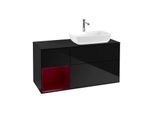 Villeroy und Boch Finion Waschtischunterschrank G802HBPH 120cm, Abdeckplatte black matt, Emotion, Regale Peony matt lacquer, Glossy Black Lacquer