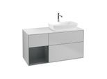 Villeroy und Boch Finion Waschtischunterschrank F801HGGJ 120cm, Abdeckplatte white matt, Regale Midnight matt lacquer, Light grey matt