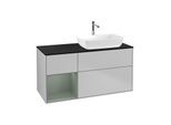 Villeroy und Boch Finion Waschtischunterschrank G802GMGJ 120cm, Abdeckplatte black matt, Emotion, Regale Olive matt lacquer, Light grey matt