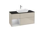Villeroy und Boch Finion Waschtischunterschrank F822GJHH 120cm, Abdeckplatte black matt, Regale Light grey matt lacquer, Sand Matt Lacquer
