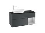 Villeroy und Boch Finion Waschtischunterschrank F932GJHG 120cm, Abdeckplatte black matt, Regale Light grey matt lacquer, Midnight Blue Matt Lacquer
