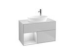 Villeroy und Boch Finion Waschtischunterschrank F891MTGJ 100cm, Abdeckplatte white matt, Regale White matt lacquer, Light grey matt
