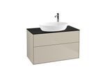 Villeroy und Boch Finion Waschtischunterschrank F88200HH 100x60,3cm, Abdeckplatte black matt, Sand Matt Lacquer