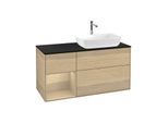 Villeroy und Boch Finion Waschtischunterschrank G802PCPC 120cm, Abdeckplatte black matt, Emotion, Regale Oak Veneer, Oak Veneer