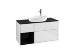 Villeroy und Boch Finion Waschtischunterschrank G942PHMT 120cm, Abdeckplatte black matt, Emotion, Regale Glossy black lacquer, White matt lacquer