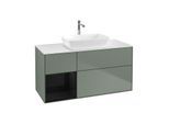 Villeroy und Boch Finion Waschtischunterschrank F821PHGM 120cm, Abdeckplatte white matt, Regale Glossy black lacquer, Olive Matt Lacquer