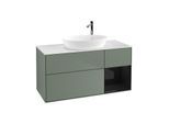 Villeroy und Boch Finion Waschtischunterschrank F951PHGM 120cm, Abdeckplatte white matt, Regale Glossy black lacquer, Olive Matt Lacquer