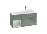 Villeroy und Boch Finion Waschtischunterschrank G801GJGM 120cm, Abdeckplatte white matt, Emotion, Regale Light grey matt lacquer, Olive Matt Lacquer