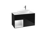 Villeroy und Boch Finion Waschtischunterschrank G891MTPH 100cm, Abdeckplatte white matt, Emotion, Regale White matt lacquer, Glossy Black Lacquer