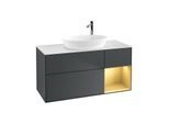 Villeroy und Boch Finion Waschtischunterschrank G951HFHG 120cm, Abdeckplatte white matt, Emotion, Regale Gold matt lacquer, Midnight Blue Matt Lacquer