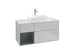 Villeroy und Boch Finion Waschtischunterschrank F821HGGJ 120cm, Abdeckplatte white matt, Regale Midnight matt lacquer, Light grey matt