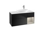 Villeroy und Boch Finion Waschtischunterschrank G951HHPD 120cm, Abdeckplatte white matt, Emotion, Regale sand matt lacquer, Black matt lacquer