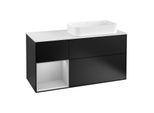 Villeroy und Boch Finion Waschtischunterschrank F271GJPD 120cm, Abdeckplatte white matt, Regal links Light grey matt, Black matt lacquer