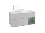 Villeroy und Boch Finion Waschtischunterschrank G931GMGJ 120cm, Abdeckplatte white matt, Emotion, Regale Olive matt lacquer, Light grey matt