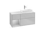 Villeroy und Boch Finion Waschtischunterschrank G801GJGJ 120cm, Abdeckplatte white matt, Emotion, Regale Light grey matt lacquer, Light grey matt