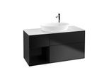 Villeroy und Boch Finion Waschtischunterschrank G941PHPD 120cm, Abdeckplatte white matt, Emotion, Regale Glossy black lacquer, Black matt lacquer