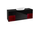 Villeroy und Boch Finion Waschtischunterschrank FD02HBPH 120cm, Abdeckplatte black matt, Regale Peony matt lacquer, Glossy Black Lacquer