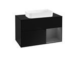 Villeroy und Boch Finion Waschtischunterschrank F252GKPH 100x60,3cm, Abdeckplatte black matt, Regal rechts Anthracite matt, Glossy Black Lacquer