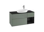 Villeroy und Boch Finion Waschtischunterschrank F952PHGM 120cm, Abdeckplatte black matt, Regale Glossy black lacquer, Olive Matt Lacquer