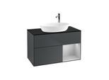 Villeroy und Boch Finion Waschtischunterschrank F902GJHG 100cm, Abdeckplatte black matt, Regale Light grey matt lacquer, Midnight Blue Matt Lacquer