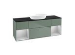 Villeroy und Boch Finion Waschtischunterschrank FD02GJGM 120cm, Abdeckplatte black matt, Regale Light grey matt lacquer, Olive Matt Lacquer