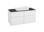 Villeroy und Boch Finion Waschtischunterschrank G26200GF 120x60,3cm, Emotion, Abdeckplatte black matt, Glossy white lacquer