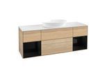 Villeroy und Boch Finion Waschtischunterschrank GD01PHPC 120cm, Abdeckplatte white matt, Emotion, Regale Glossy black lacquer, Oak Veneer