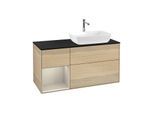 Villeroy und Boch Finion Waschtischunterschrank G802HHPC 120cm, Abdeckplatte black matt, Emotion, Regale sand matt lacquer, Oak Veneer