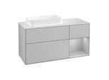 Villeroy und Boch Finion Waschtischunterschrank G281GJGJ 120cm, Abdeckplatte white matt, Emotion, Regal rechts Light grey matt, Light grey matt