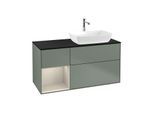 Villeroy und Boch Finion Waschtischunterschrank F802HHGM 120cm, Abdeckplatte black matt, Regale sand matt lacquer, Olive Matt Lacquer