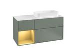 Villeroy und Boch Finion Waschtischunterschrank F271HFGM 120cm, Abdeckplatte white matt, Regal links Gold matt, Olive Matt Lacquer