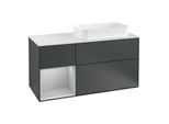 Villeroy und Boch Finion Waschtischunterschrank G271GJHG 120cm, Abdeckplatte white matt, Emotion, Regal links Light grey matt, Midnight Blue Matt Lacquer