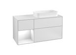 Villeroy und Boch Finion Waschtischunterschrank G271GFMT 120cm, Abdeckplatte white matt, Emotion, Regal links Glossy white lacquer, White matt lacquer