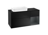 Villeroy und Boch Finion Waschtischunterschrank G282HGPD 120cm, Abdeckplatte black matt, Emotion, Regal rechts Midnight Blue Matt Lacquer, Black matt lacquer