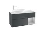 Villeroy und Boch Finion Waschtischunterschrank F931GJHG 120cm, Abdeckplatte white matt, Regale Light grey matt lacquer, Midnight Blue Matt Lacquer