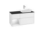 Villeroy und Boch Finion Waschtischunterschrank G802MTGF 120cm, Abdeckplatte black matt, Emotion, Regale White matt lacquer, Glossy white lacquer