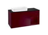 Villeroy und Boch Finion Waschtischunterschrank G282HBHB 120cm, Abdeckplatte black matt, Emotion, Regal rechts Peony, Peony Matt