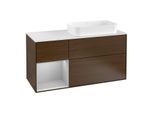 Villeroy und Boch Finion Waschtischunterschrank G271GJGN 120cm, Abdeckplatte white matt, Emotion, Regal links Light grey matt, Walnut veneer