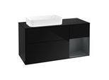 Villeroy und Boch Finion Waschtischunterschrank G282HGPH 120cm, Abdeckplatte black matt, Emotion, Regal rechts Midnight Blue Matt Lacquer, Glossy Black Lacquer