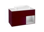 Villeroy und Boch Finion Waschtischunterschrank G251GJHB 100cm, Abdeckplatte white matt, Emotion, Regal rechts Light grey matt, Peony Matt