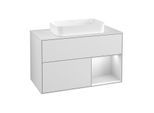 Villeroy und Boch Finion Waschtischunterschrank G251MTMT 100cm, Abdeckplatte white matt, Emotion, Regal rechts White matt lacquer, White matt lacquer