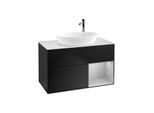 Villeroy und Boch Finion Waschtischunterschrank F901GJPD 100cm, Abdeckplatte white matt, Regale Light grey matt lacquer, Black matt lacquer