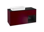 Villeroy und Boch Finion Waschtischunterschrank G282PHHB 120cm, Abdeckplatte black matt, Emotion, Regal rechts Glossy Black Lacquer, Peony Matt