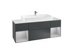 Villeroy und Boch Finion Waschtischunterschrank F211GJHG 160cm, Abdeckplatte white matt, Regale Light grey matt lacquer, Midnight Blue Matt Lacquer