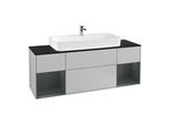 Villeroy und Boch Finion Waschtischunterschrank G212HGGJ 160cm, Abdeckplatte black matt, Emotion, Regale Midnight matt lacquer, Light grey matt