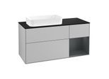 Villeroy und Boch Finion Waschtischunterschrank G282HGGJ 120cm, Abdeckplatte black matt, Emotion, Regal rechts Midnight Blue Matt Lacquer, Light grey matt