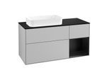Villeroy und Boch Finion Waschtischunterschrank G282PDGJ 120cm, Abdeckplatte black matt, Emotion, Regal rechts Black matt lacquer, Light grey matt
