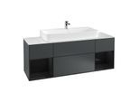 Villeroy und Boch Finion Waschtischunterschrank G211PHHG 160cm, Abdeckplatte white matt, Emotion, Regale Glossy black lacquer, Midnight Blue Matt Lacquer