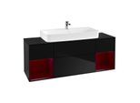 Villeroy und Boch Finion Waschtischunterschrank G212HBPH 160cm, Abdeckplatte black matt, Emotion, Regale Peony matt lacquer, Glossy Black Lacquer