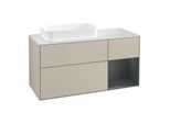 Villeroy und Boch Finion Waschtischunterschrank F281HGHH 120cm, Abdeckplatte white matt, Regal rechts Midnight Blue Matt Lacquer, Sand Matt Lacquer